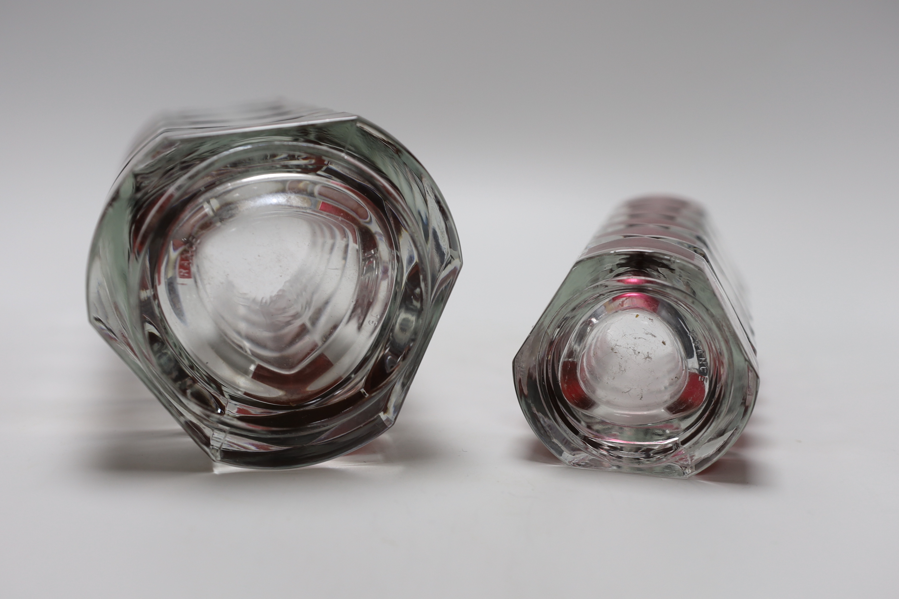 Two French studio ruby flashed glass vases, largest 24cm high